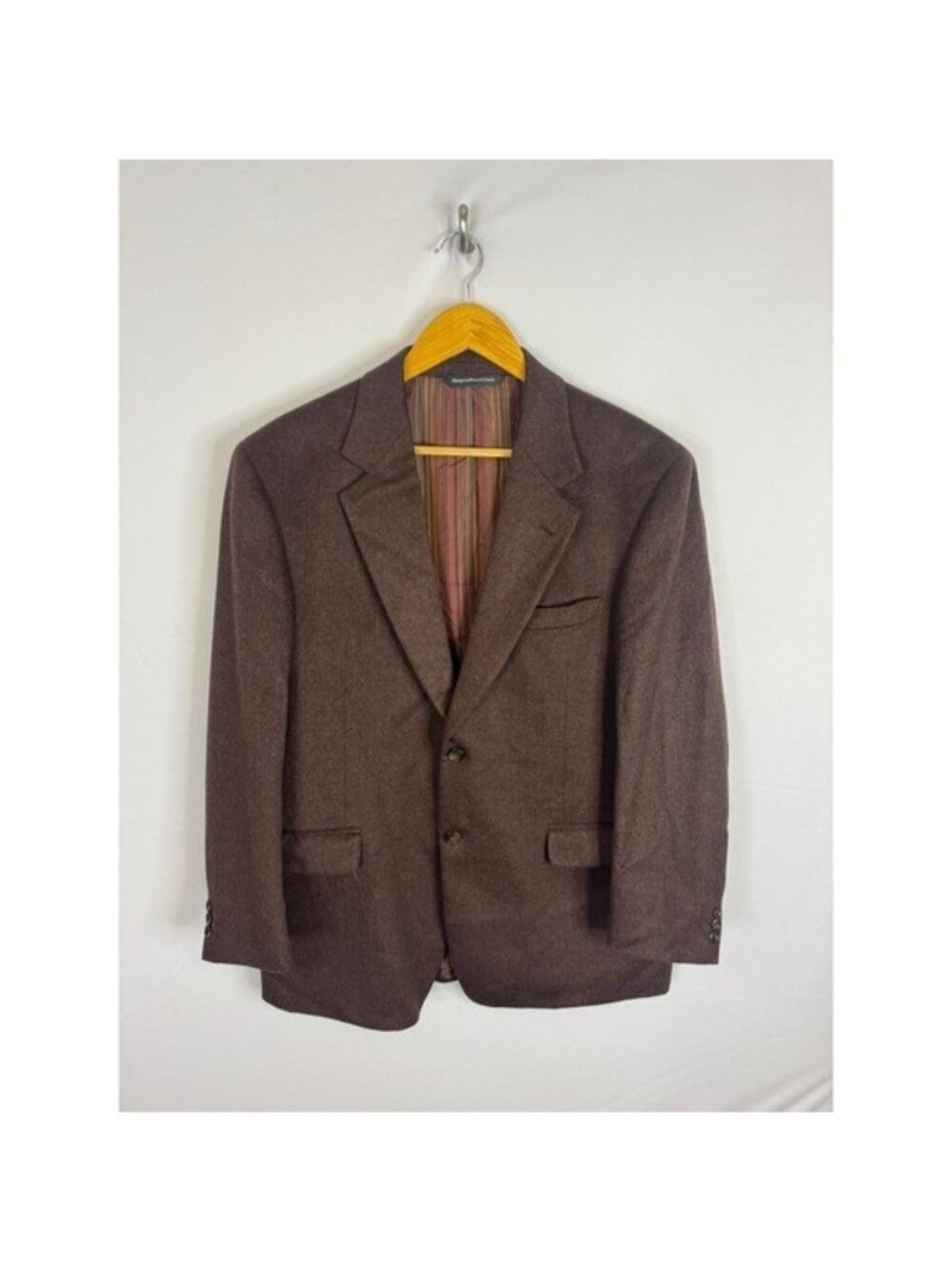 Coppley Mens 42R Brown 100% Cashmere 2-Button Sport Coat Blazer